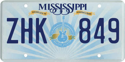 MS license plate ZHK849