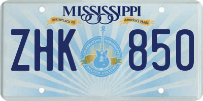 MS license plate ZHK850