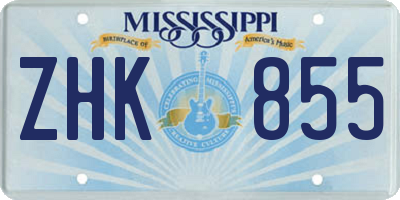 MS license plate ZHK855