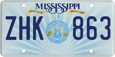 MS license plate ZHK863