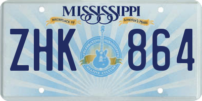 MS license plate ZHK864