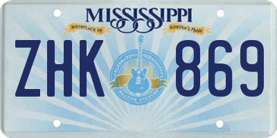 MS license plate ZHK869