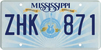 MS license plate ZHK871