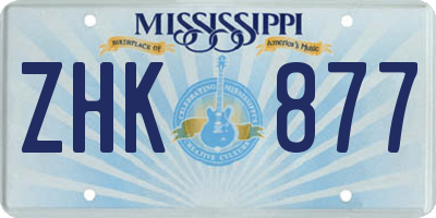 MS license plate ZHK877