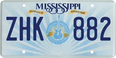 MS license plate ZHK882