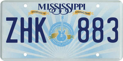 MS license plate ZHK883
