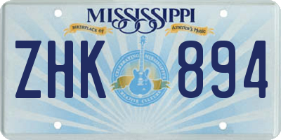 MS license plate ZHK894