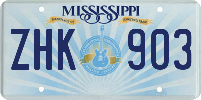 MS license plate ZHK903