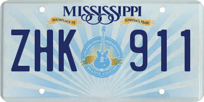 MS license plate ZHK911