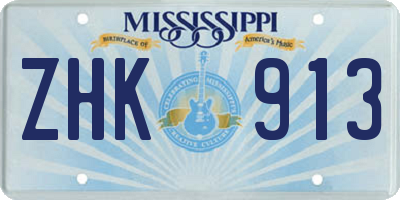 MS license plate ZHK913