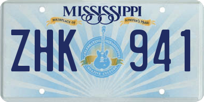 MS license plate ZHK941