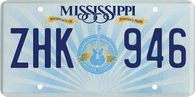 MS license plate ZHK946