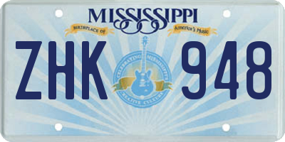MS license plate ZHK948