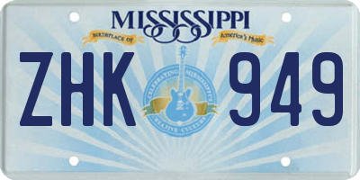 MS license plate ZHK949