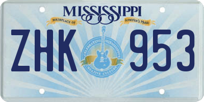 MS license plate ZHK953