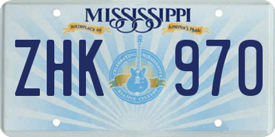 MS license plate ZHK970