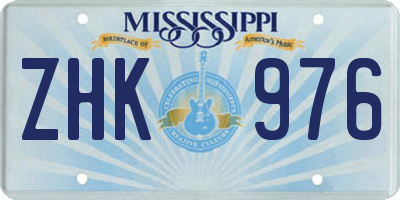 MS license plate ZHK976