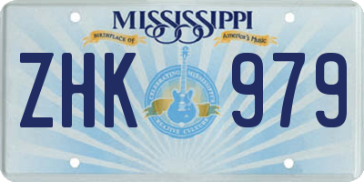 MS license plate ZHK979