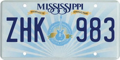 MS license plate ZHK983