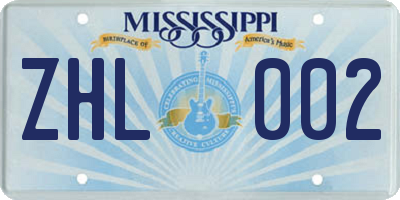MS license plate ZHL002