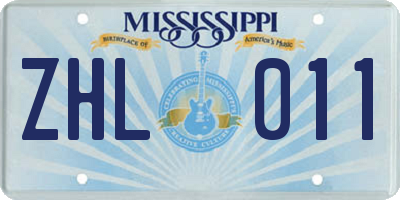 MS license plate ZHL011