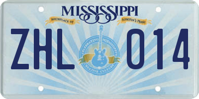 MS license plate ZHL014