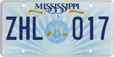 MS license plate ZHL017
