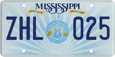 MS license plate ZHL025