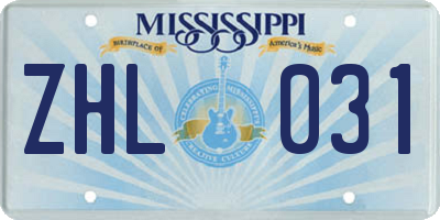 MS license plate ZHL031