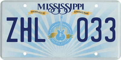 MS license plate ZHL033