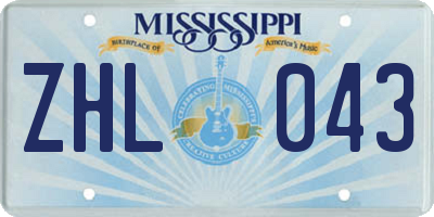 MS license plate ZHL043