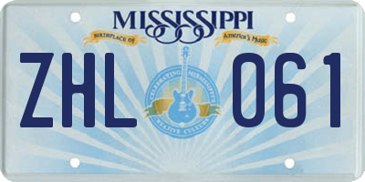 MS license plate ZHL061