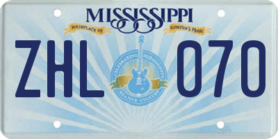 MS license plate ZHL070