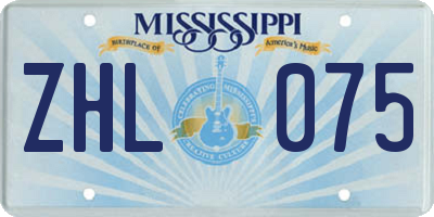 MS license plate ZHL075