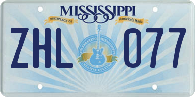 MS license plate ZHL077