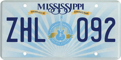 MS license plate ZHL092