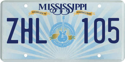 MS license plate ZHL105