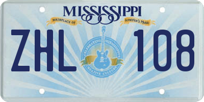 MS license plate ZHL108