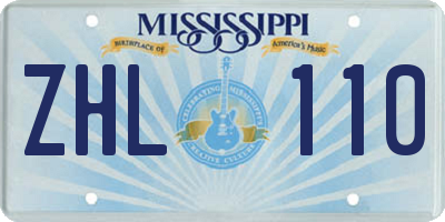 MS license plate ZHL110