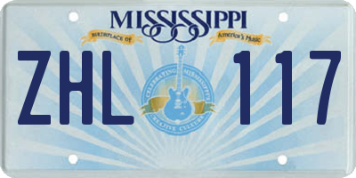 MS license plate ZHL117