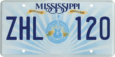 MS license plate ZHL120