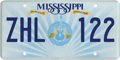 MS license plate ZHL122