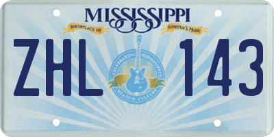 MS license plate ZHL143