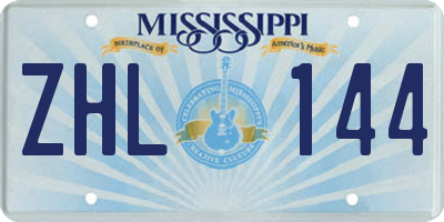 MS license plate ZHL144
