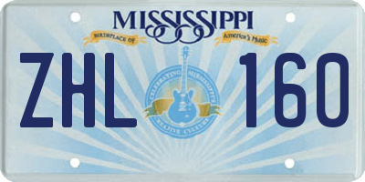 MS license plate ZHL160