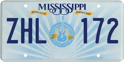 MS license plate ZHL172