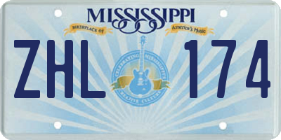 MS license plate ZHL174