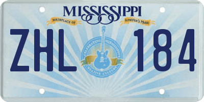 MS license plate ZHL184