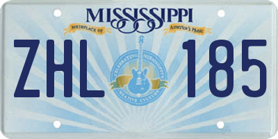MS license plate ZHL185