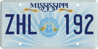 MS license plate ZHL192